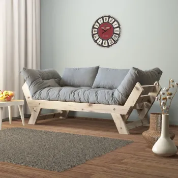 Canapea de gradina cu 2 locuri, Hanah Home, CPT8107-210, Natural / Gri imagine