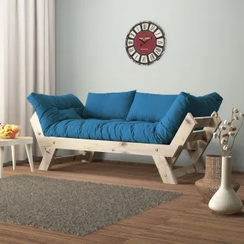 Canapea de gradina cu 2 locuri, Hanah Home, CPT8109-210, Natural / Albastru imagine