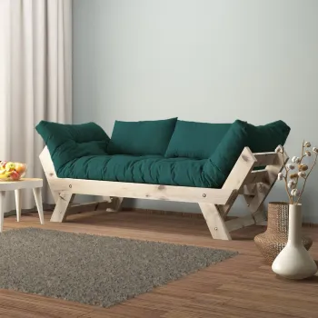 Canapea de gradina cu 2 locuri, Hanah Home, CPT8110-210, Natural / Verde Petrol imagine