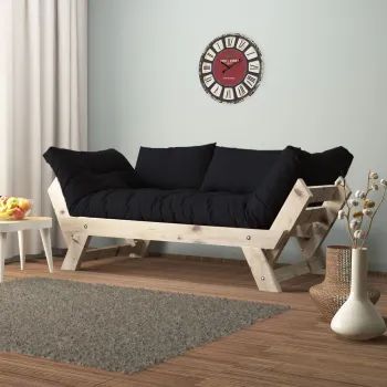 Canapea de gradina cu 2 locuri, Hanah Home, CPT8111-210, Natural/Negru imagine