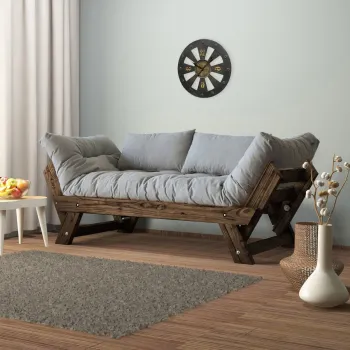 Canapea de gradina cu 2 locuri, Hanah Home, CPT8113-210, Nuc / Gri imagine