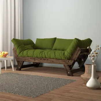 Canapea de gradina cu 2 locuri, Hanah Home, CPT8118-210, Nuc / Verde imagine