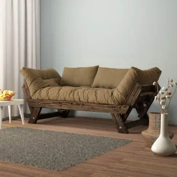 Canapea de gradina cu 2 locuri, Hanah Home, CPT8119-210, Nuc / Camila imagine