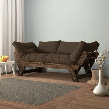 Canapea de gradina cu 2 locuri, Hanah Home, CPT8120-210, Nuc / Maro imagine