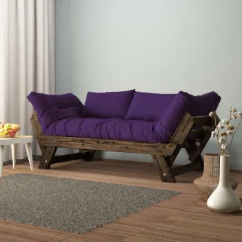 Canapea de gradina cu 2 locuri, Hanah Home, CPT8121-210, Nuc / Mov imagine