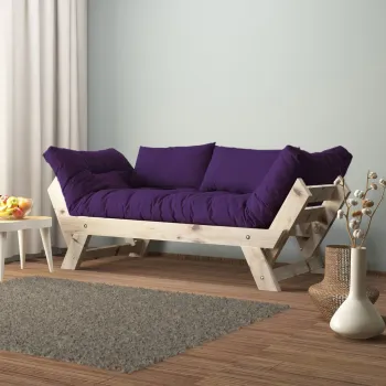 Canapea de gradina cu 2 locuri, Hanah Home, CPT8124-210, Natural / Mov imagine