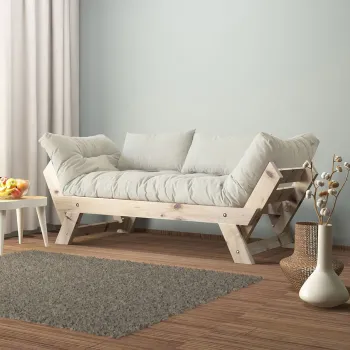 Canapea de gradina cu 2 locuri, Hanah Home, CPT8129-210, Natural/Alb imagine