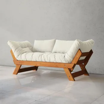 Canapea de gradina cu 2 locuri, Hanah Home, CPT8130-210, Teak / Alb imagine