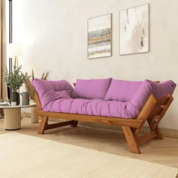 Canapea de gradina cu 2 locuri, Hanah Home, CPT8162-210, Tec / Roz imagine