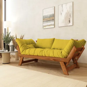 Canapea de gradina cu 2 locuri, Hanah Home, CPT8163-210, Tec / Galben imagine