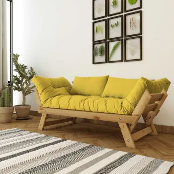 Canapea de gradina cu 2 locuri, Hanah Home, CPT8169-210, Natural / Galben imagine