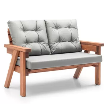 Canapea de gradina cu 2 locuri, Hudson, Abant, 131x88x80 cm, Gri/Nuc imagine