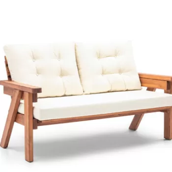 Canapea de gradina cu 3 locuri, Hudson, Abant, 161x88x80 cm, Crema/Nuca imagine