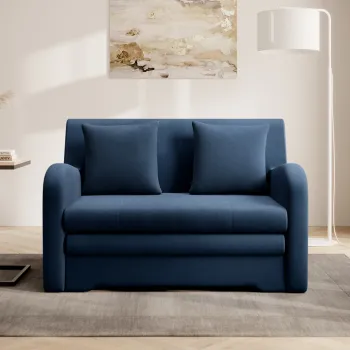 Canapea extensibila 2 locuri ELTAP, Ario, 130x103x85 cm, lemn/poliester, albastru imagine