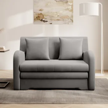 Canapea extensibila 2 locuri ELTAP, Ario, 130x103x85 cm, lemn/poliester, gri imagine