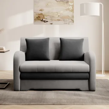 Canapea extensibila 2 locuri ELTAP, Ario, 130x103x85 cm, lemn/poliester, gri deschis/gri inchis imagine