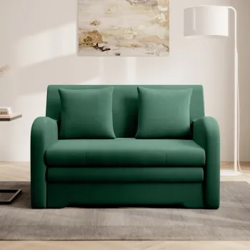 Canapea extensibila 2 locuri ELTAP, Ario, 130x103x85 cm, lemn/poliester, verde imagine
