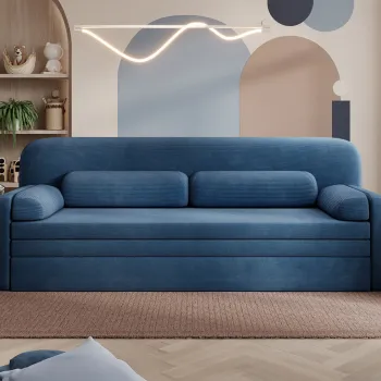 Canapea extensibila 2 locuri ELTAP, Elioss, 236x89x87 cm, lemn/poliester, albastru imagine