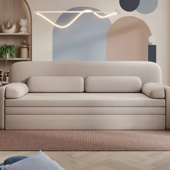 Canapea extensibila 2 locuri ELTAP, Elioss, 236x89x87 cm, lemn/poliester, bej imagine