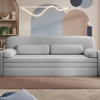 Canapea extensibila 2 locuri ELTAP, Elioss, 236x89x87 cm, lemn/poliester, gri imagine