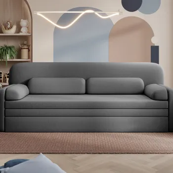 Canapea extensibila 2 locuri ELTAP, Elioss, 236x89x87 cm, lemn/poliester, gri inchis imagine