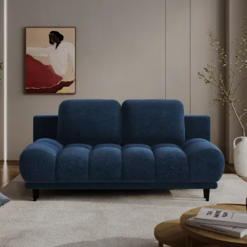 Canapea extensibila 2 locuri ELTAP, Guavio, 210x77x97 cm, lemn/poliester, albastru inchis imagine