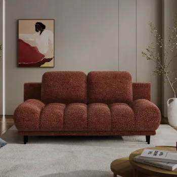 Canapea extensibila 2 locuri ELTAP, Guavio, 210x77x97 cm, lemn/poliester, caramiziu imagine