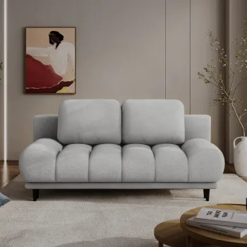 Canapea extensibila 2 locuri ELTAP, Guavio, 210x77x97 cm, lemn/poliester, gri imagine