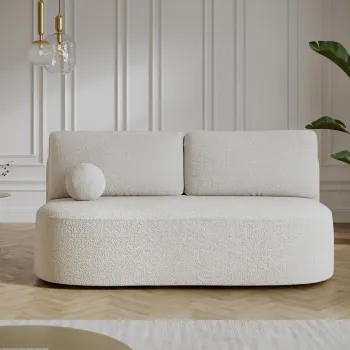 Canapea extensibila 2 locuri ELTAP, Lilana, 193x96x93 cm, lemn/poliester, alb imagine