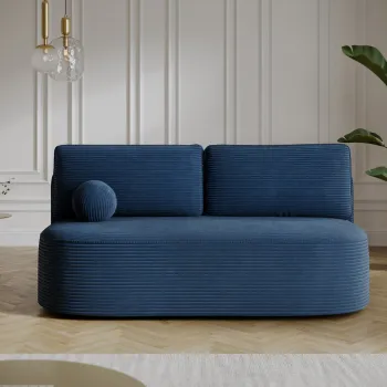 Canapea extensibila 2 locuri ELTAP, Lilana, 193x96x93 cm, lemn/poliester, albastru imagine