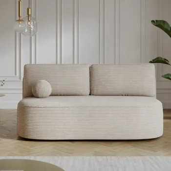 Canapea extensibila 2 locuri ELTAP, Lilana, 193x96x93 cm, lemn/poliester, bej deschis imagine