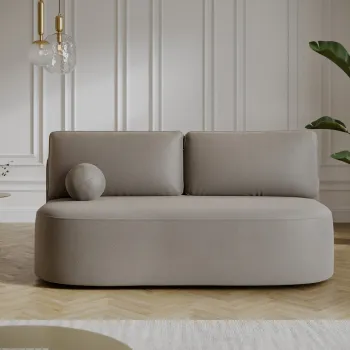 Canapea extensibila 2 locuri ELTAP, Lilana, 193x96x93 cm, lemn/poliester, bej inchis imagine