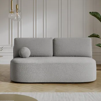 Canapea extensibila 2 locuri ELTAP, Lilana, 193x96x93 cm, lemn/poliester, gri imagine