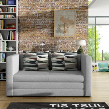 Canapea extensibila 2 locuri, ELTAP, Neva, 132x70x62 cm, lemn/poliester, gri deschis imagine