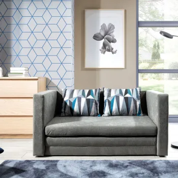 Canapea extensibila 2 locuri, ELTAP, Neva, 132x70x62 cm, lemn/poliester, gri inchis imagine