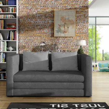 Canapea extensibila 2 locuri, ELTAP, Neva, 132x70x62 cm, lemn/poliester, gri inchis/gri deschis imagine