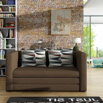 Canapea extensibila 2 locuri, ELTAP, Neva, 132x70x62 cm, lemn/poliester, maro deschis imagine