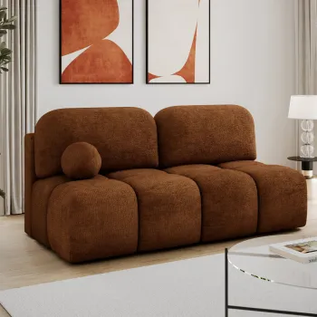Canapea extensibila 2 locuri ELTAP, Nuwia, 200x102x100 cm, lemn/plush din poliester, caramiziu imagine