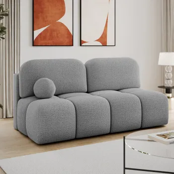 Canapea extensibila 2 locuri ELTAP, Nuwia, 200x102x100 cm, lemn/tesatura boucle, gri imagine