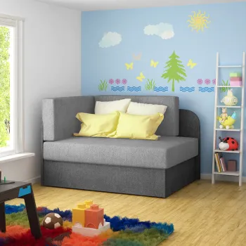 Canapea extensibila 2 locuri, ELTAP, Rosa, 104x75x60 cm, lemn/poliester, gri deschis/gri inchis imagine