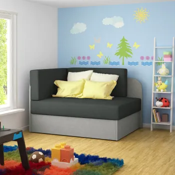 Canapea extensibila 2 locuri, ELTAP, Rosa, 104x75x60 cm, lemn/poliester, gri inchis/gri imagine