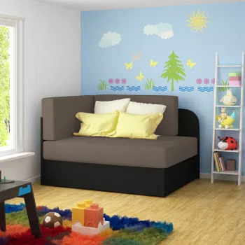 Canapea extensibila 2 locuri, ELTAP, Rosa, 104x75x60 cm, lemn/poliester, gri/negru imagine