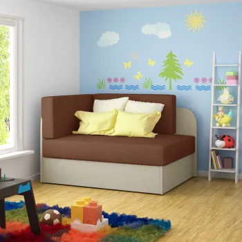 Canapea extensibila 2 locuri, ELTAP, Rosa, 104x75x60 cm, lemn/poliester, maro deschis/bej imagine