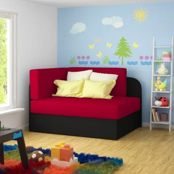 Canapea extensibila 2 locuri, ELTAP, Rosa, 104x75x60 cm, lemn/poliester, rosu/negru imagine