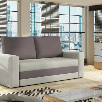 Canapea extensibila 2 locuri, ELTAP, Wave, 150x90x90 cm, lemn/poliester, gri deschis imagine