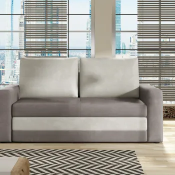 Canapea extensibila 2 locuri, ELTAP, Wave, 150x90x90 cm, lemn/poliester, gri inchis/gri deschis imagine