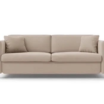 Canapea extensibila 2 locuri, Gloria, Micadoni Home, 186x102x88 cm, catifea, bej imagine
