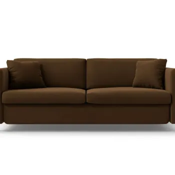 Canapea extensibila 2 locuri, Gloria, Micadoni Home, 186x102x88 cm, catifea, ciocolatiu imagine