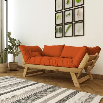 Canapea extensibila 2 locuri, Hanah Home, CPT8171-210, Natural / Stejar imagine