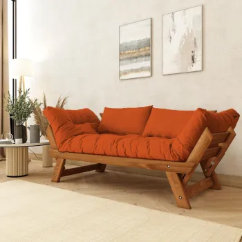 Canapea extensibila 2 locuri, Hanah Home, CPT8172-210, Tec / Portocaliu imagine